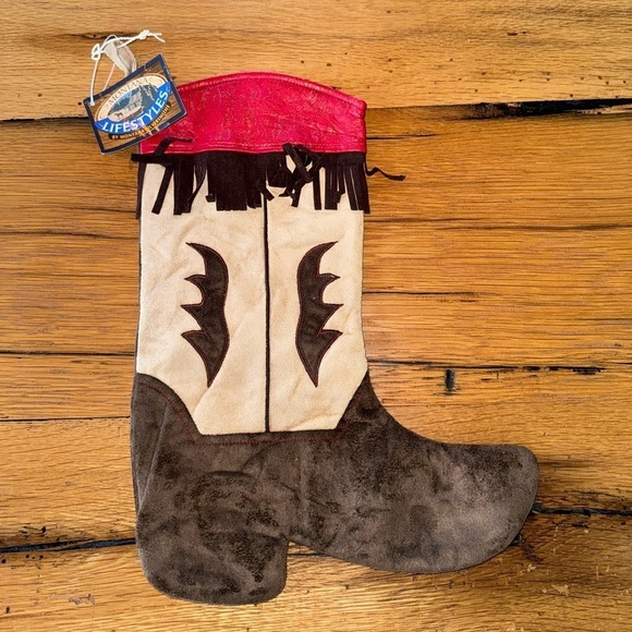 Other - Western Christmas Stocking December Cowboy Boot NWT